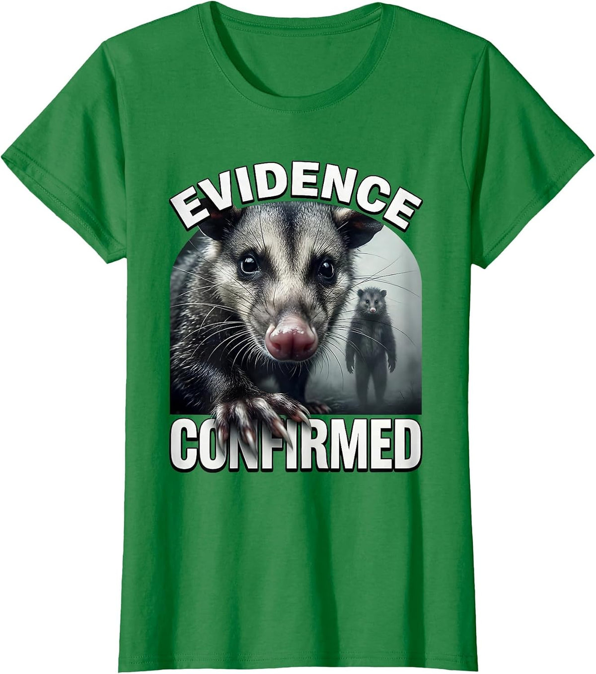 Women's Evidence Confirmed Hyper-Detailed Opossum Selfie T-Shirt - Kelly Green