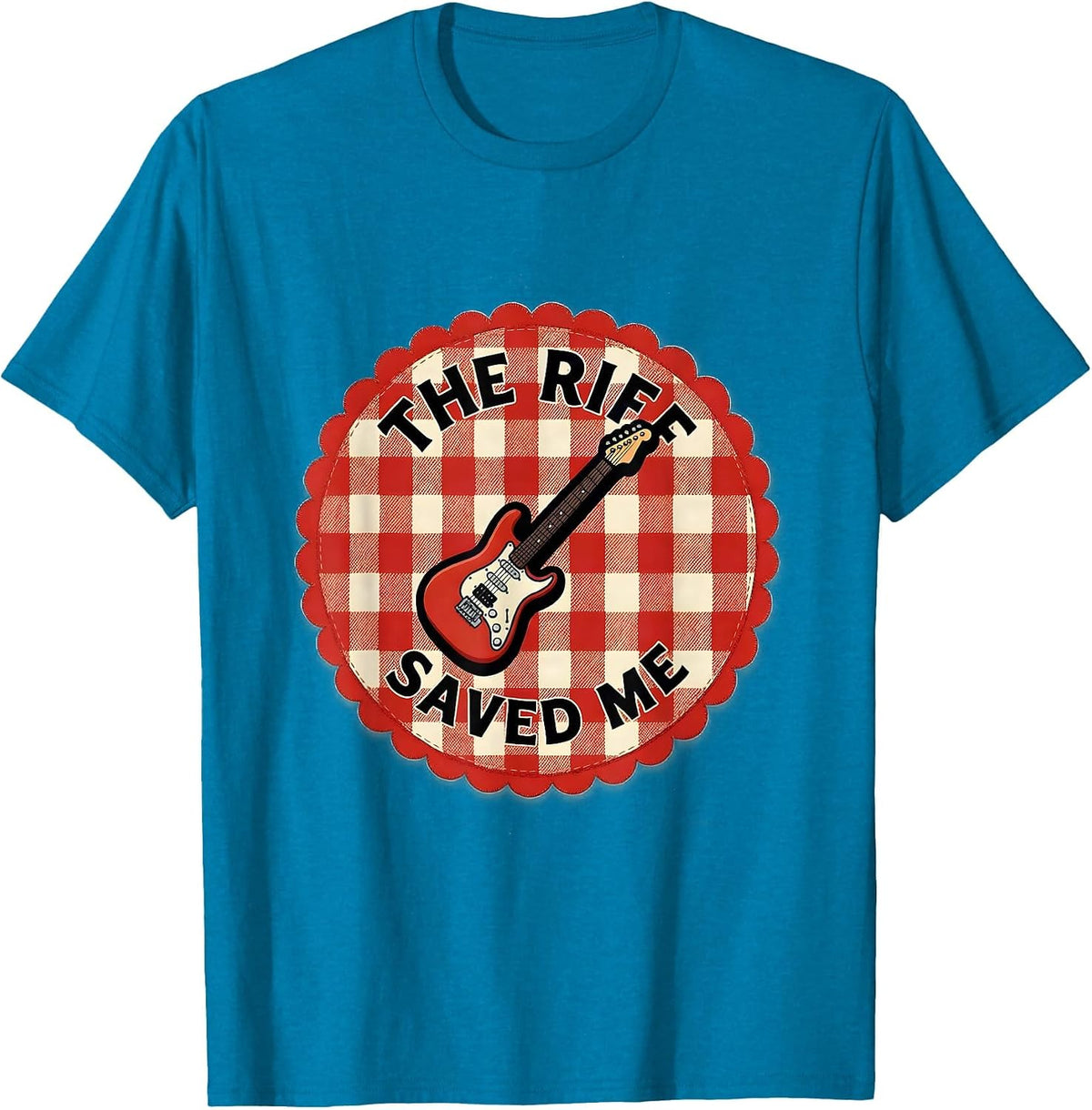 The Riff Saved Me Heavy Metal Guitar Design T-Shirt - Sapphire Blue
