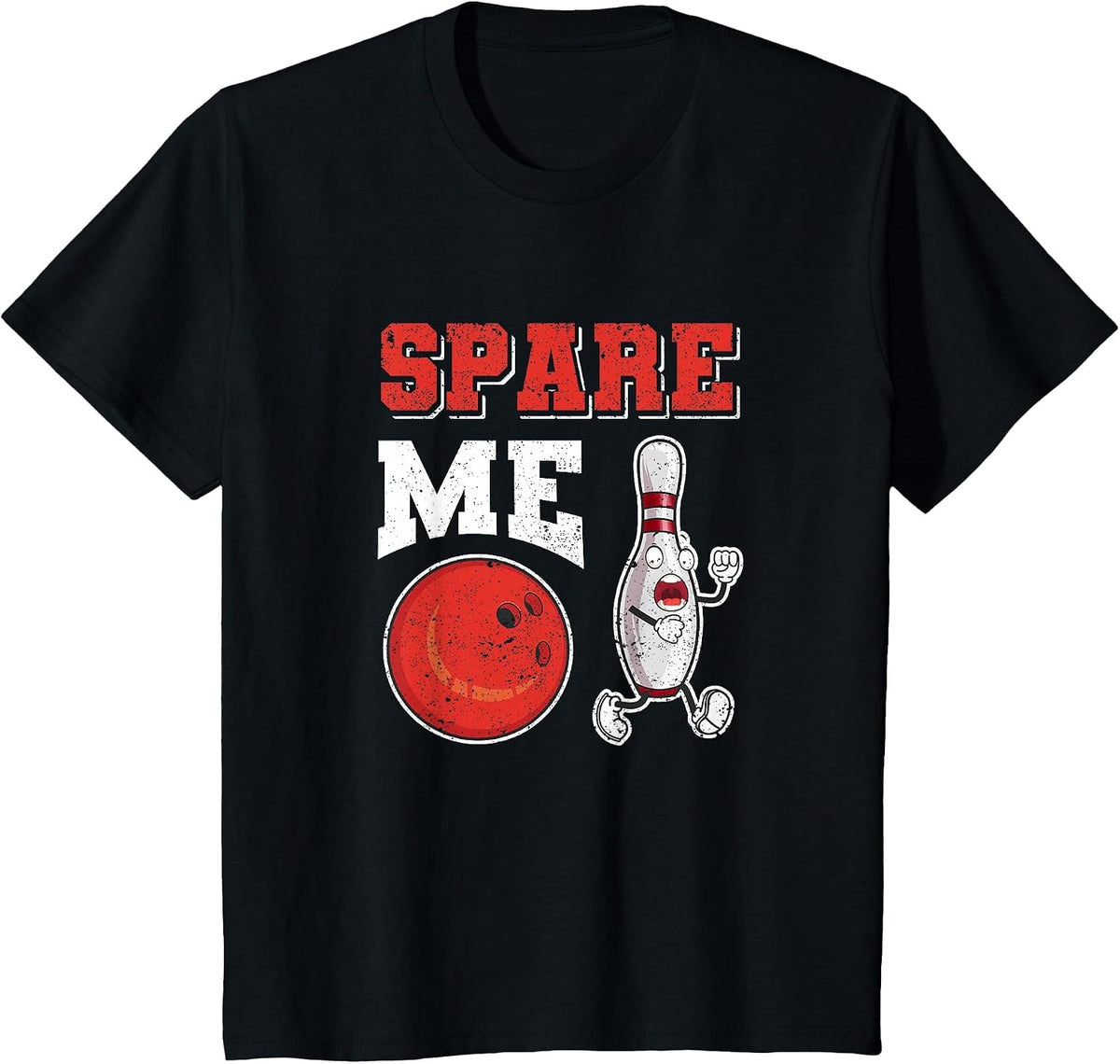 Funny Pin Strike Lovers Bowler Team Sport Spare Me Bowling T-Shirt - Black