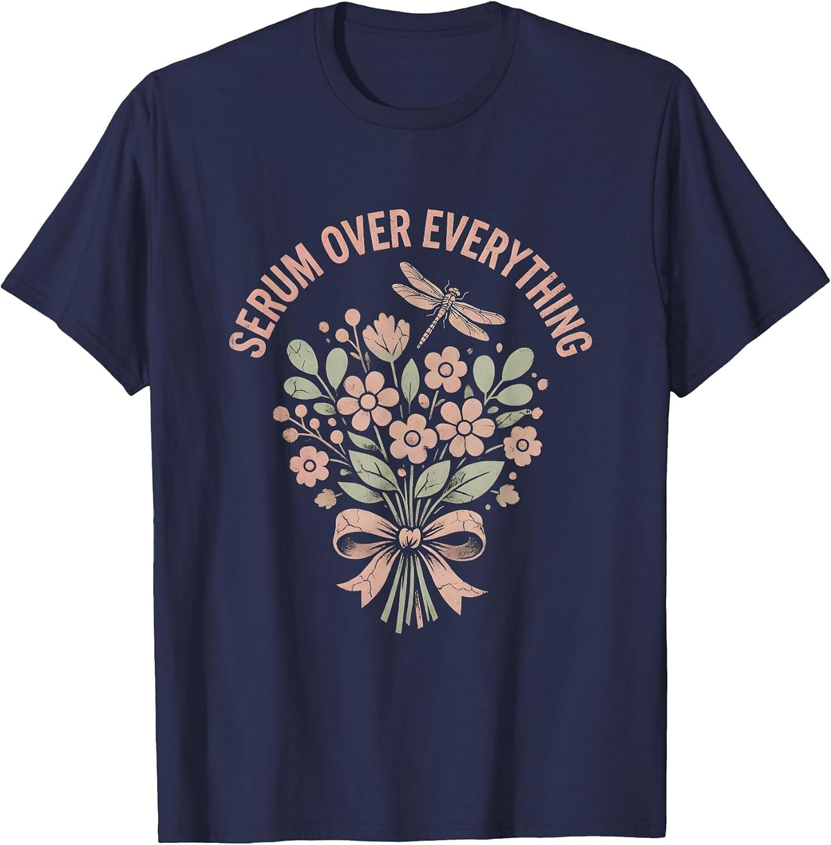 Serum Over Everything K-Beauty Fall Skincare Design T-Shirt - Navy Blue
