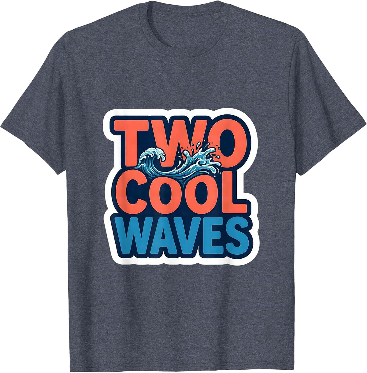 Two Cool Waves Funny Toddler 2nd Birthday Boy Second Bday T-Shirt - Heather Blue