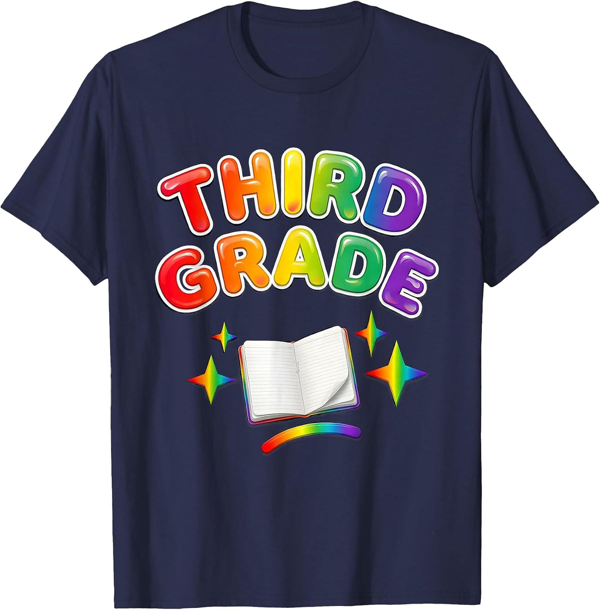 Men's Third Grade Colorful Back To School Teacher Student First T-Shirt - Navy Blue