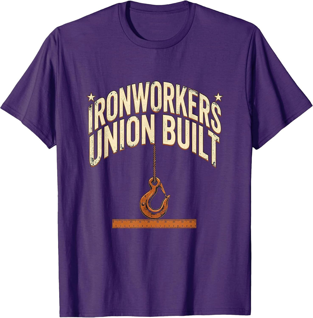 Men's Ironworkers Union Built Heavy Condensed Block Sans Labor T-Shirt - Purple