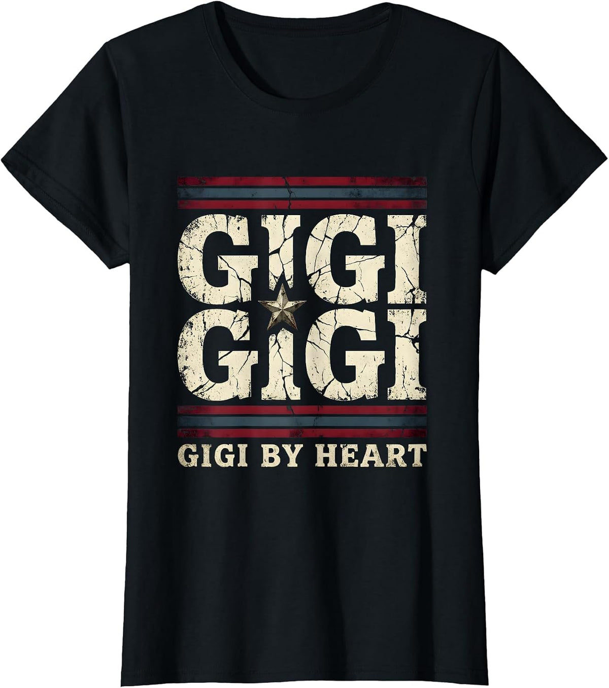 Gigi By Heart Grandma Love Design T-Shirt - Black