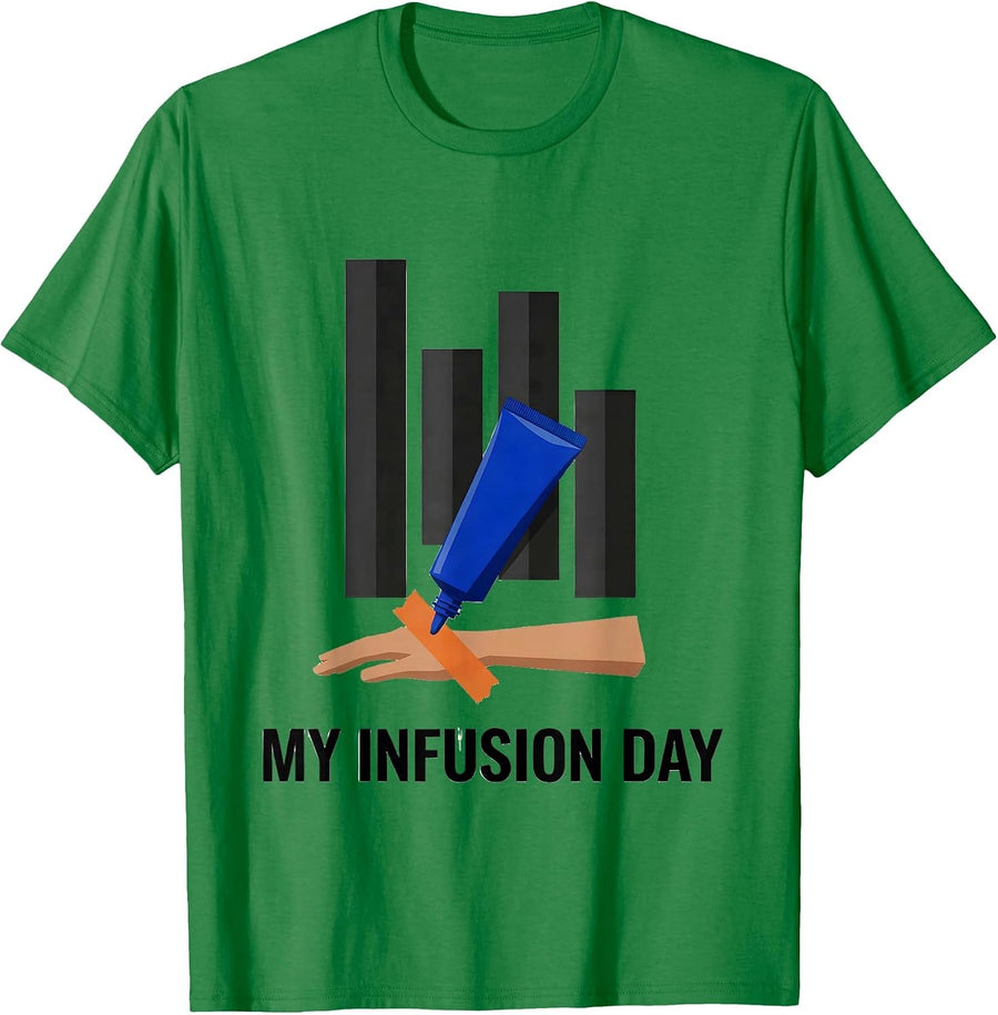 Men's My Infusion Day Geometric Occupational Pride Nurse Humor T-Shirt - Kelly Green