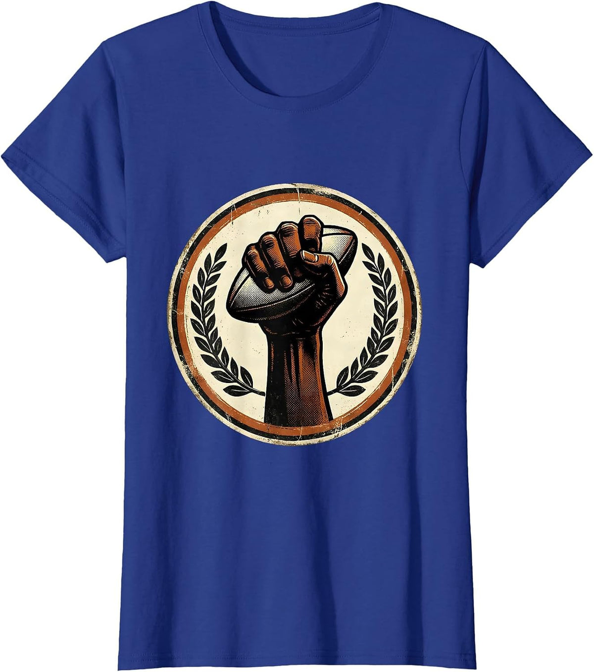 Women's Rugby Victory Fist Raised Celebration Graphic T-Shirt - Royal Blue