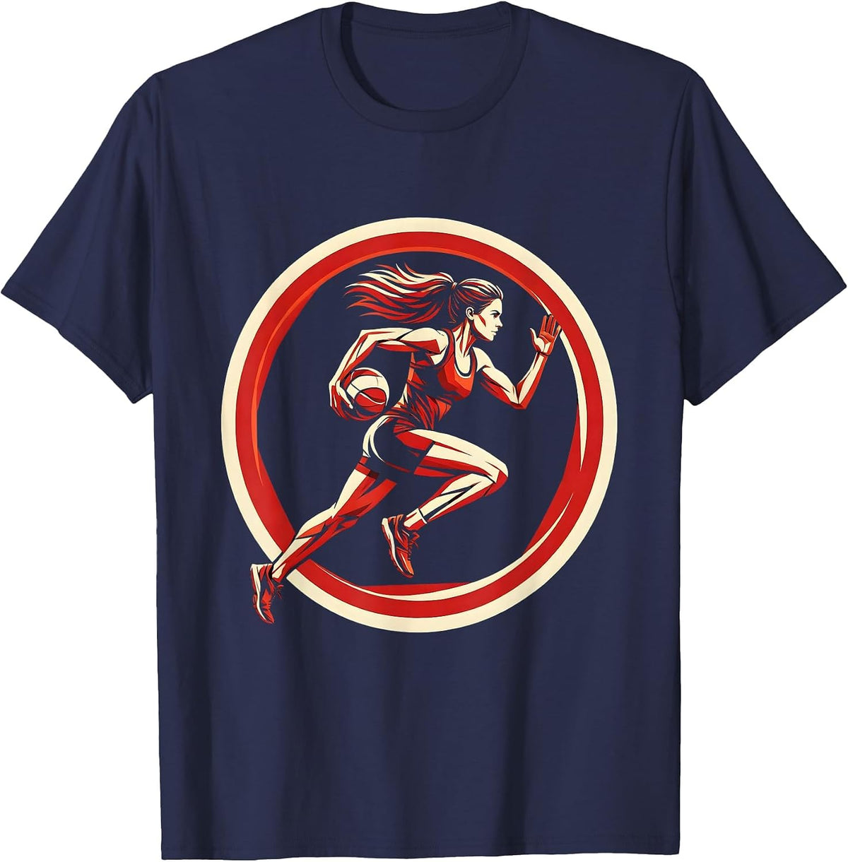 Rugby Sprint Graphic - Ball Carrier in Full Stride T-Shirt - Navy Blue