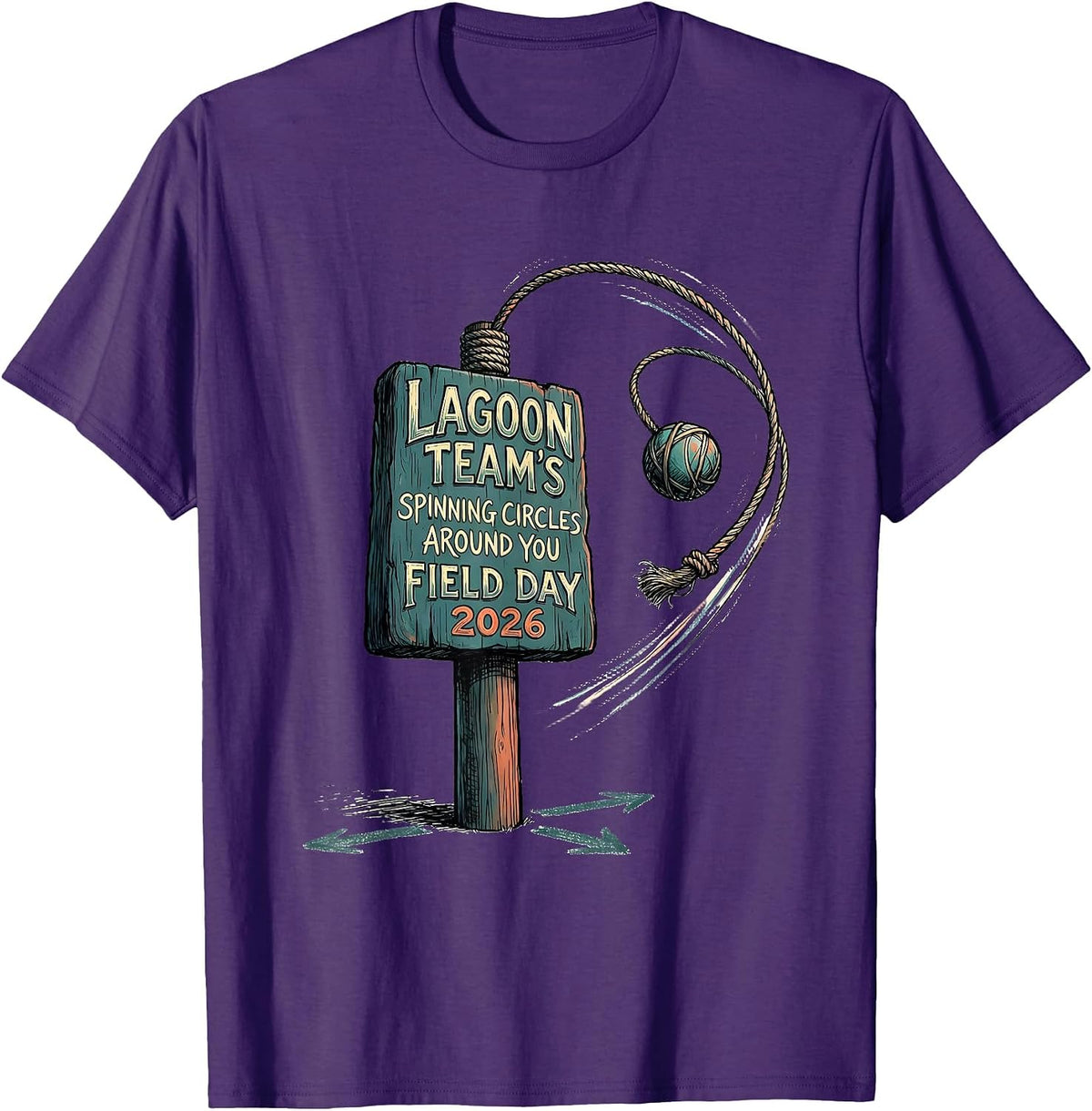 Lagoon Team's Spinning Circles Around You — Field Day 2026 T-Shirt - Purple