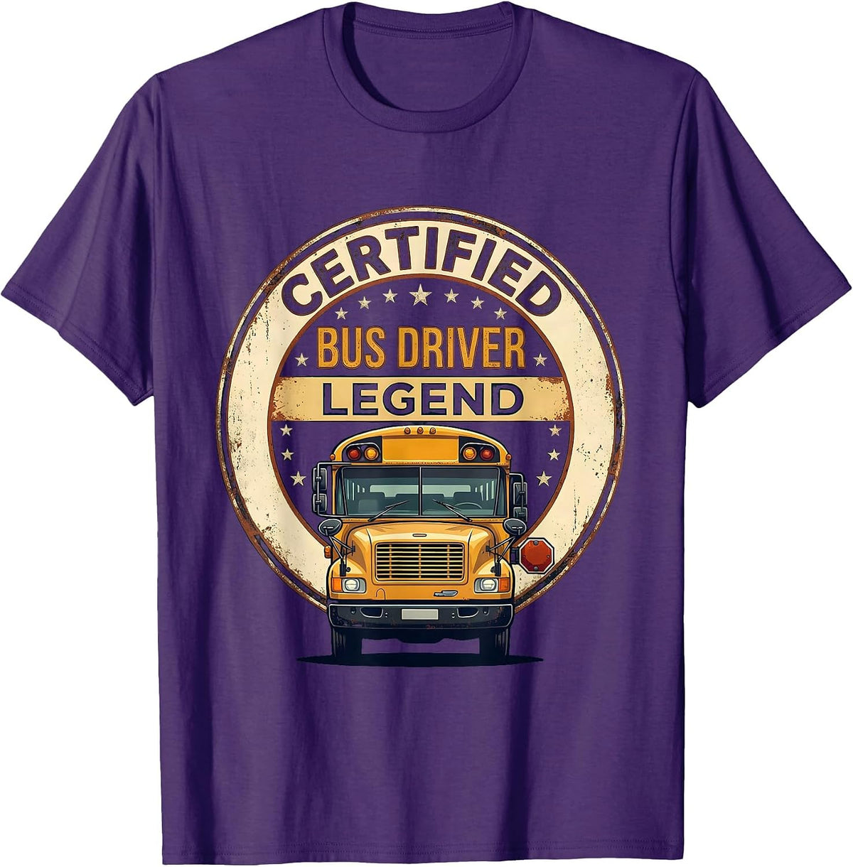 Certified Bus Driver Legend Vintage Funny School Bus Driver T-Shirt - Purple