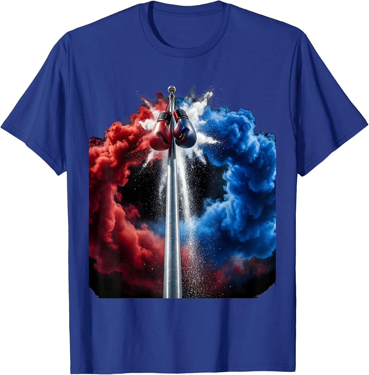 Trump Boxing Gloves American Flag Pole Graphic T-Shirt - Royal Blue