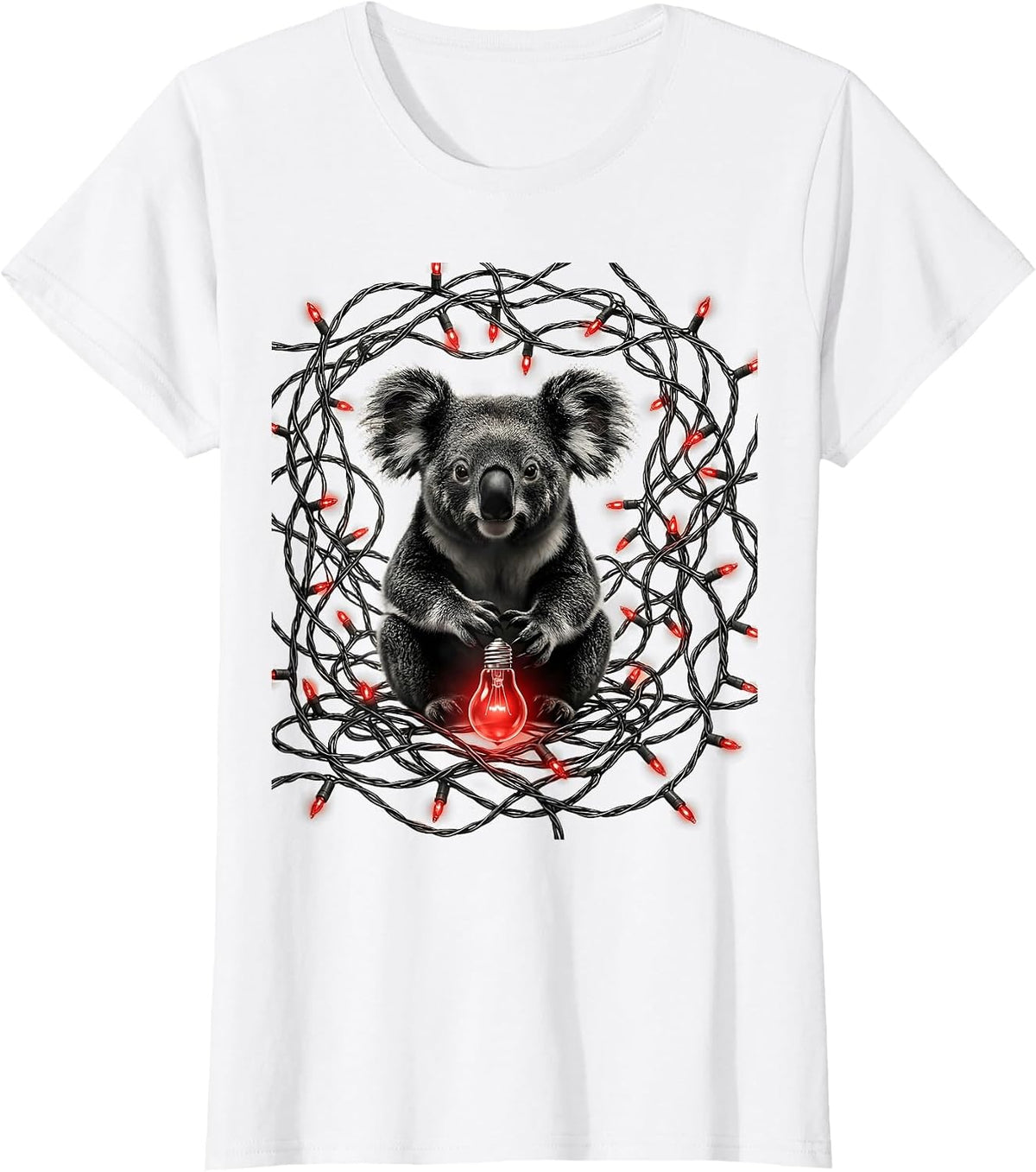Women's Koala Holiday Lights Cute Australian Animal Gift T-Shirt - White