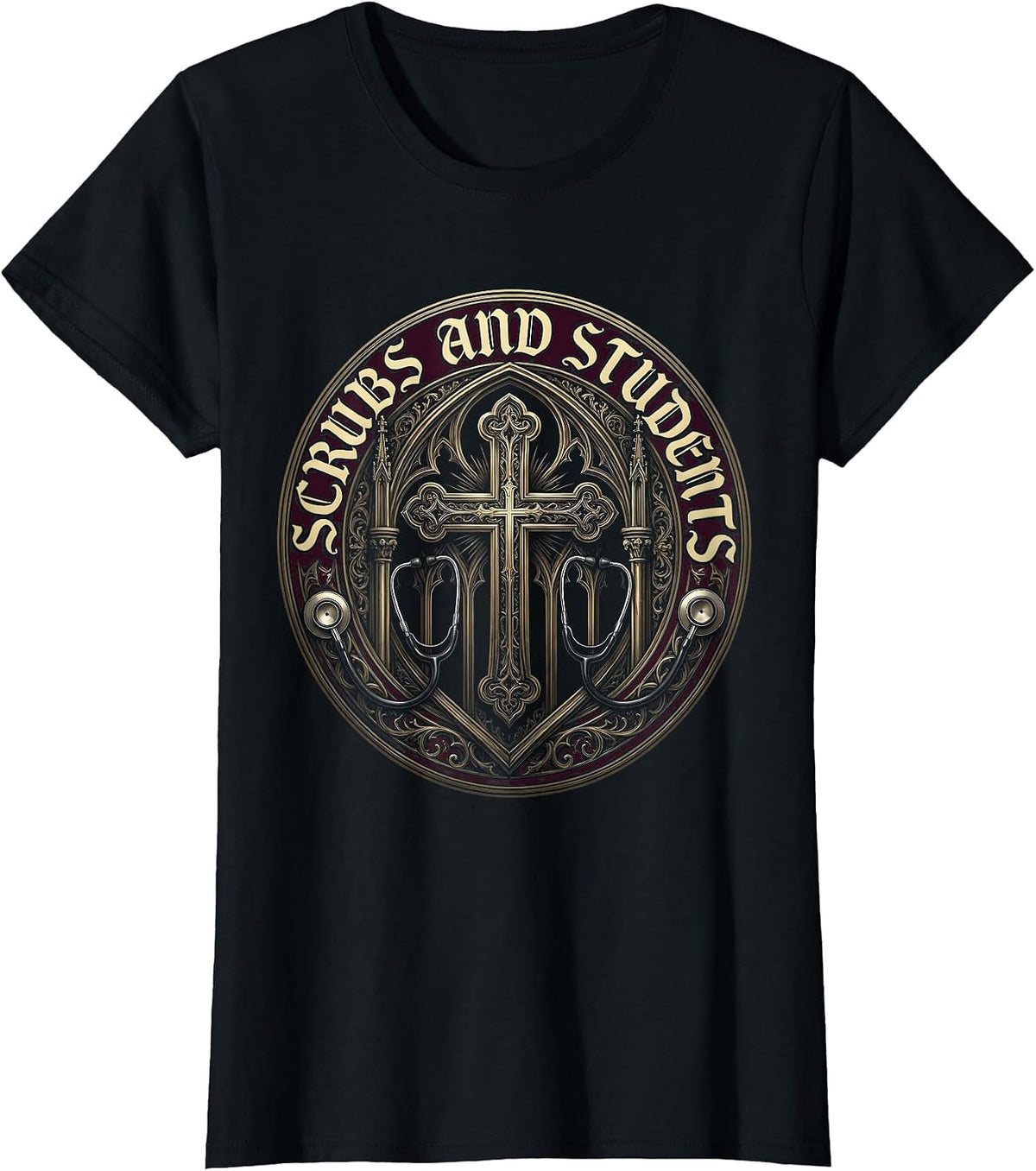 Scrubs and Students School Nurse Design T-Shirt - Black