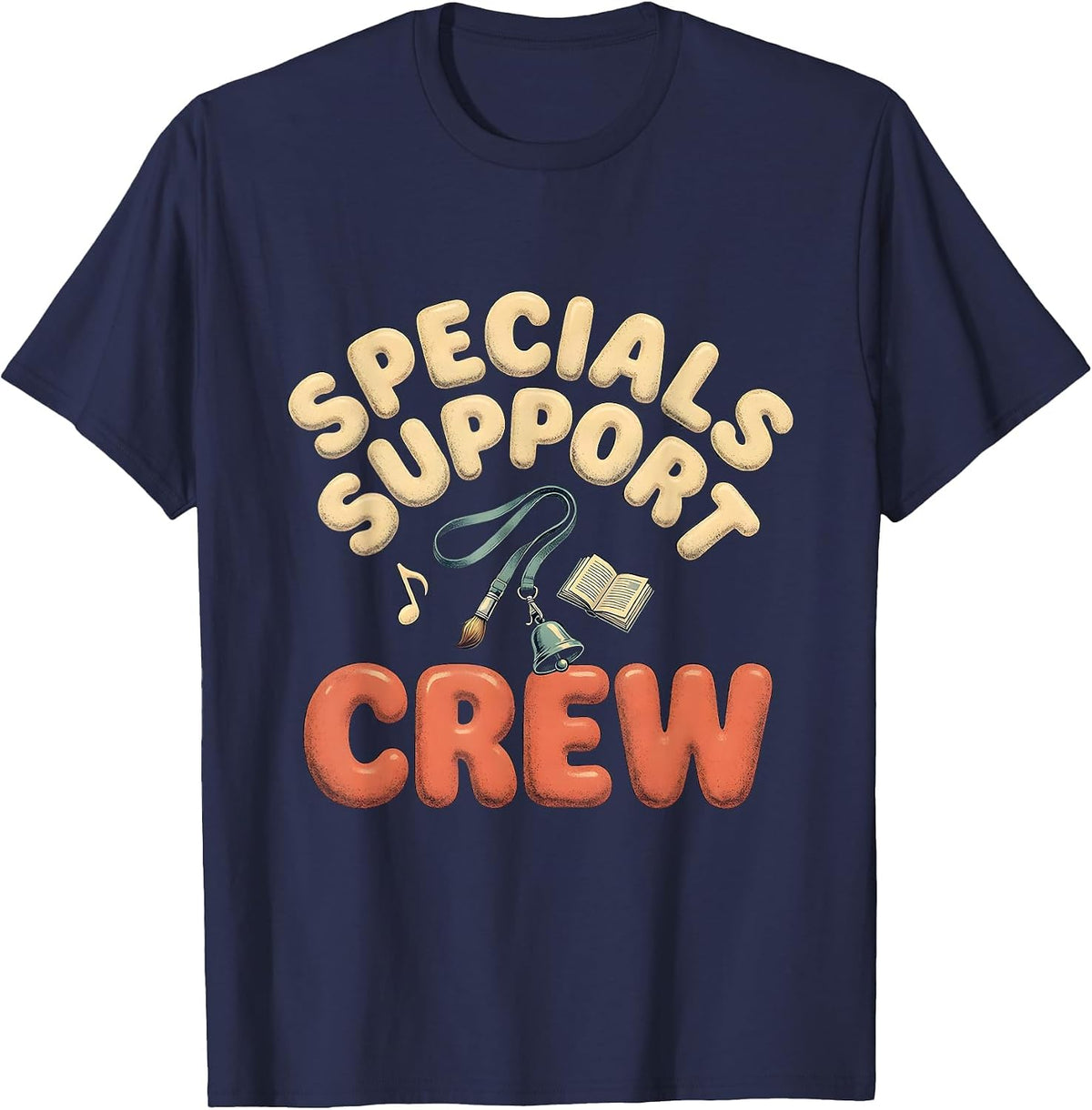 Men's Specials Support Crew Bold Vintage Teacher Appreciation Crew T-Shirt - Navy Blue
