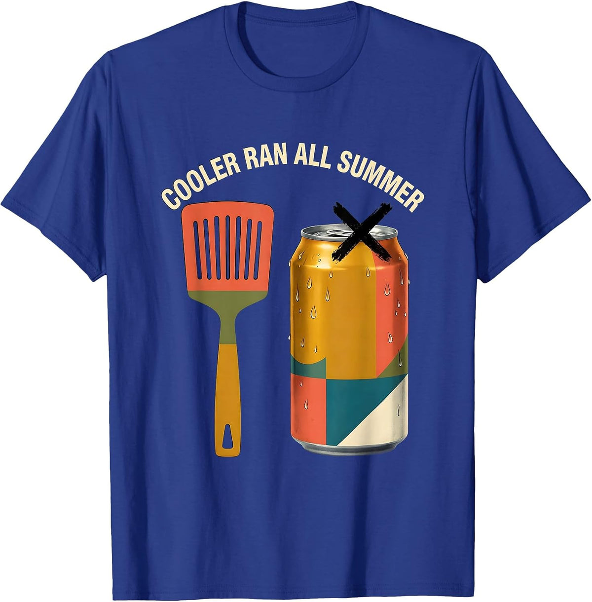 Cooler Ran All Summer Funny Midcentury Modern Beer Lover T-Shirt - Royal Blue