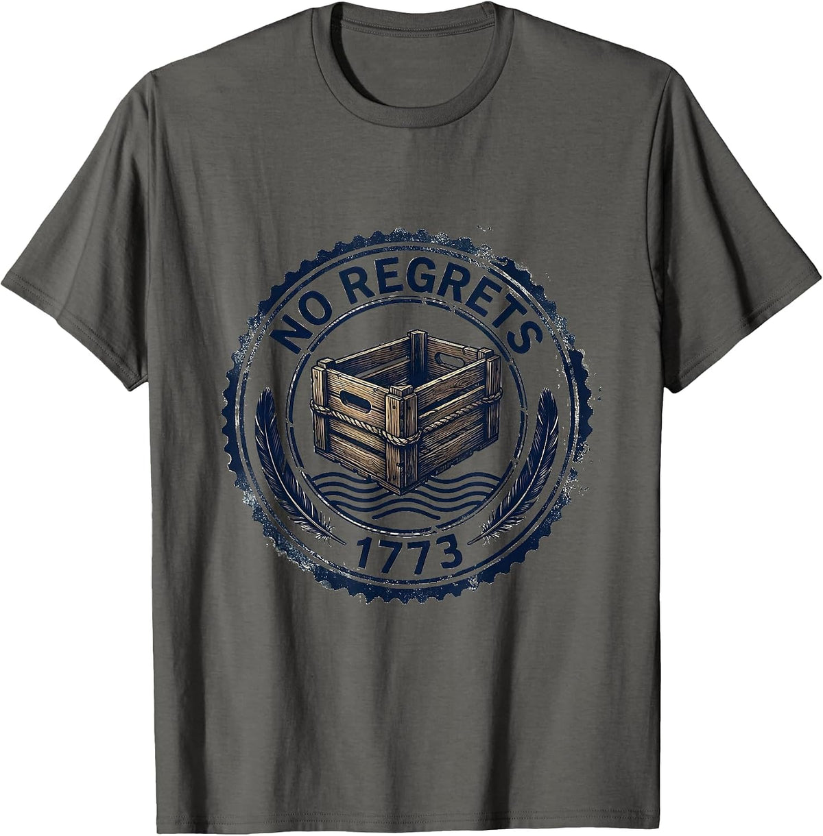 Men's No Regrets 1773 Rubber Stamp Funny History Teacher 4th T-Shirt - Asphalt Grey