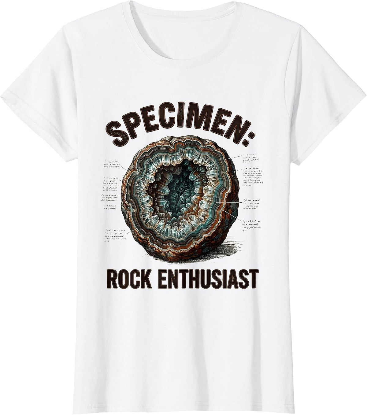 Specimen: Rock Enthusiast Botanical Geode Design T-Shirt - White
