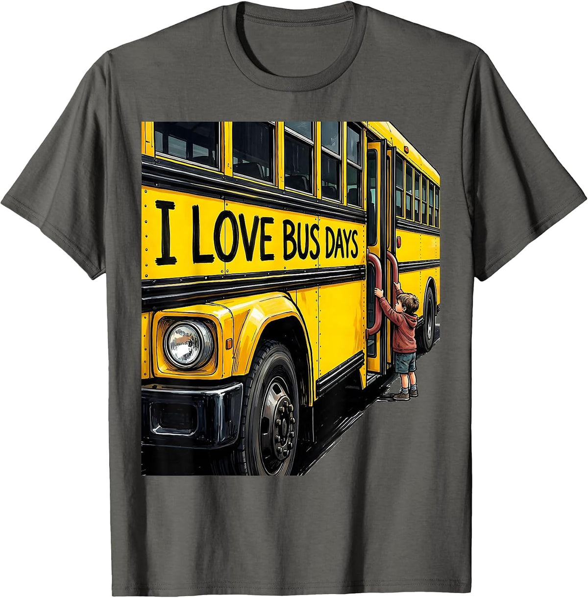 Men's I Love Bus Days Funny School Bus Driver Appreciation Gift T-Shirt - Asphalt Grey