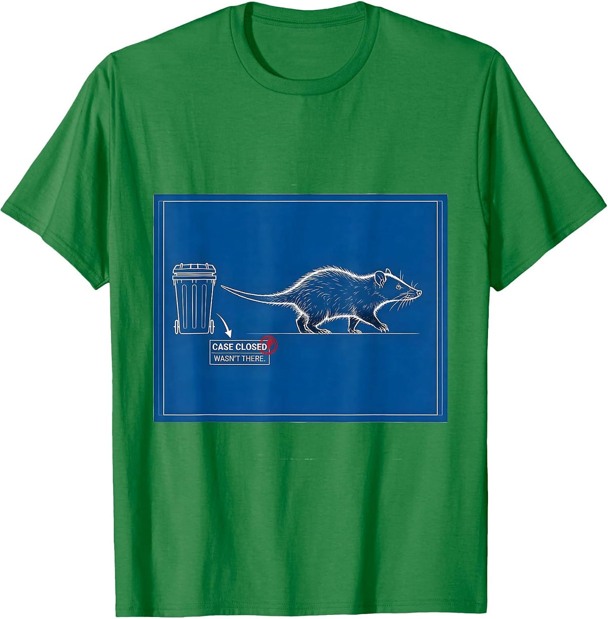 Men's Case Closed Wasn't There Technical Blueprint Opossum Meme T-Shirt - Kelly Green