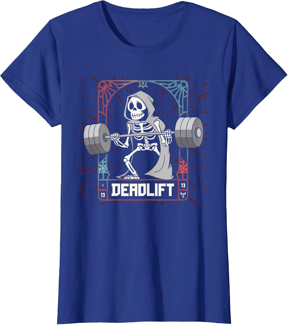 Skeleton Weightlifting Fitness Exercise Bodybuilding T-Shirt - Royal Blue