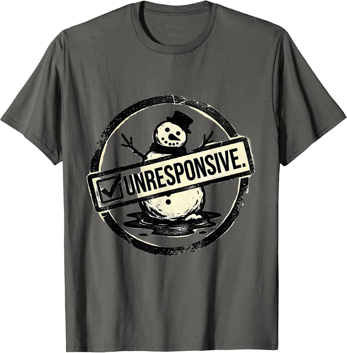 Unresponsive Rubber Stamp Funny Nurse Christmas Medical T-Shirt - Asphalt Grey
