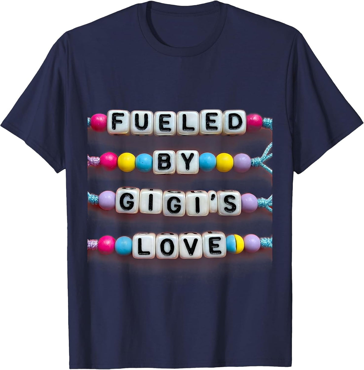 Fueled by Gigi's Love Heartwarming Design T-Shirt - Navy Blue