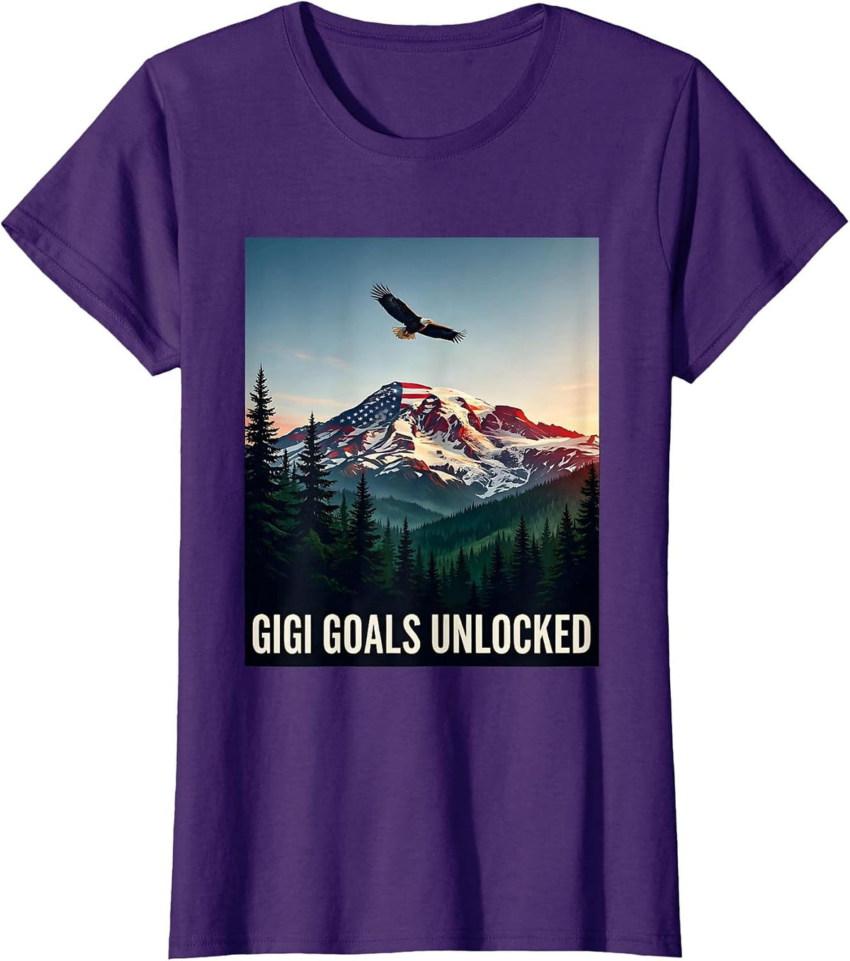 Women's Gigi Goals Unlocked Grandma Design T-Shirt - Purple