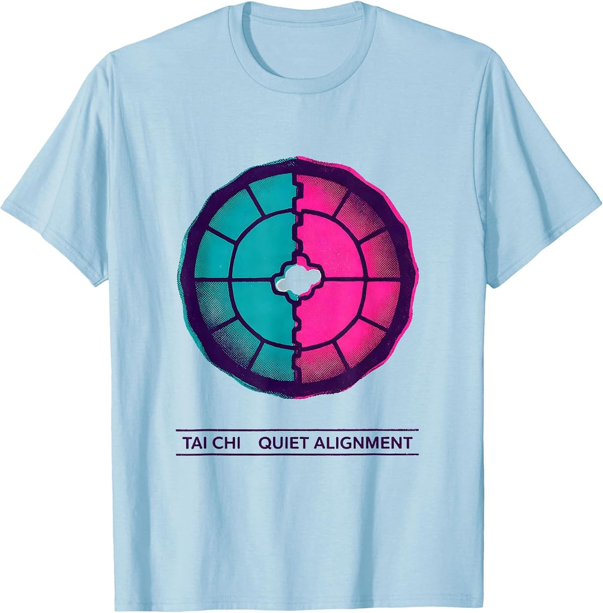 Men's Tai Chi Quiet Alignment Risograph Zen Martial Arts Gift T-Shirt - Baby Blue