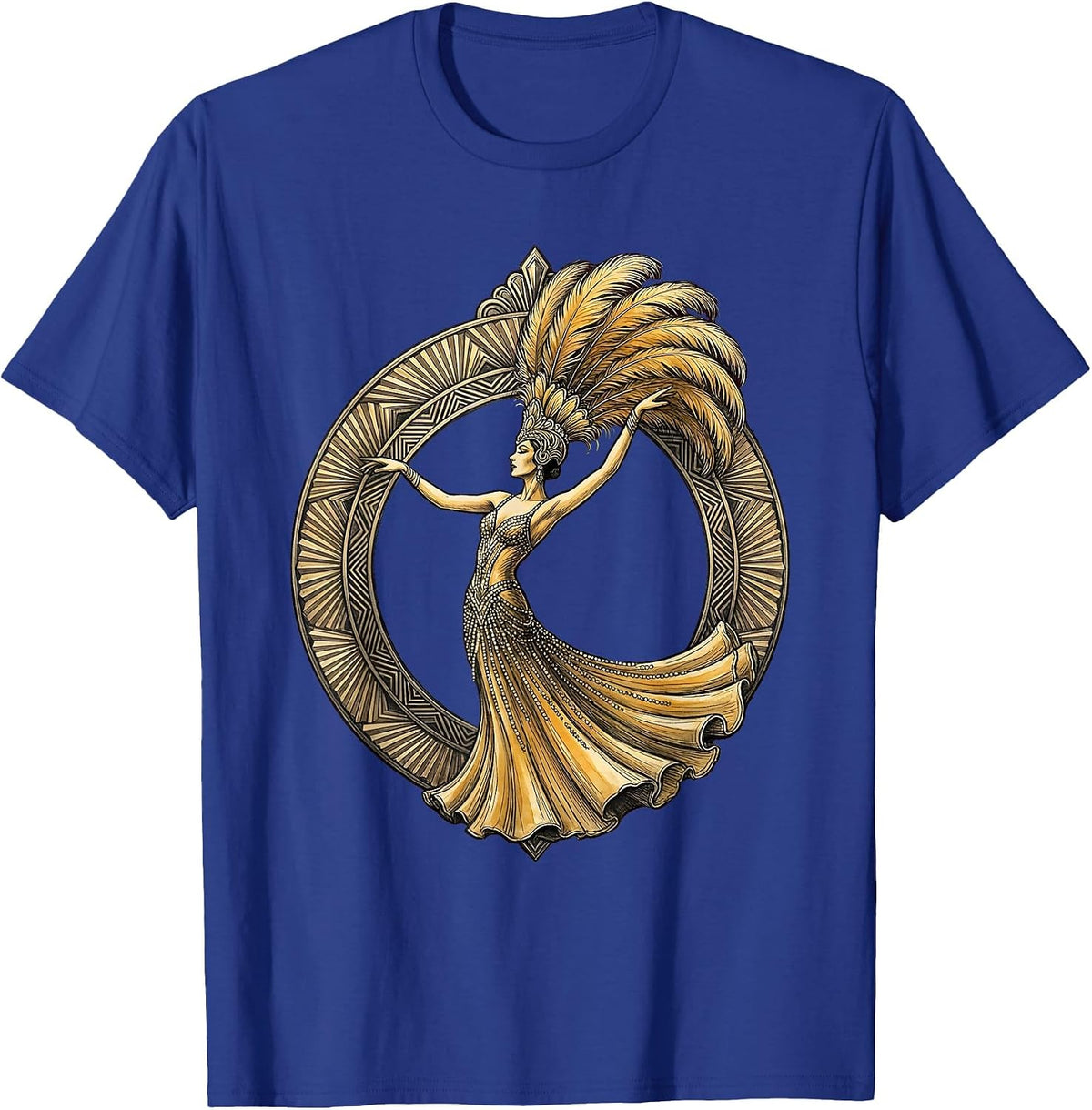 Men's Showgirl Silhouette Art Deco Archway Graphic T-Shirt - Royal Blue