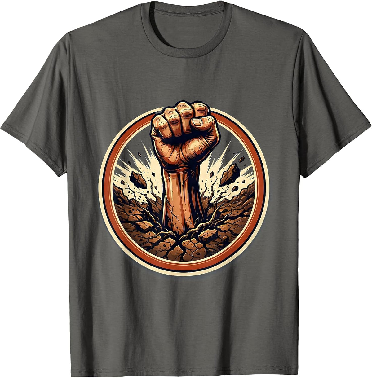 Men's Rising Hand From the Earth Graphic Design T-Shirt - Asphalt Grey