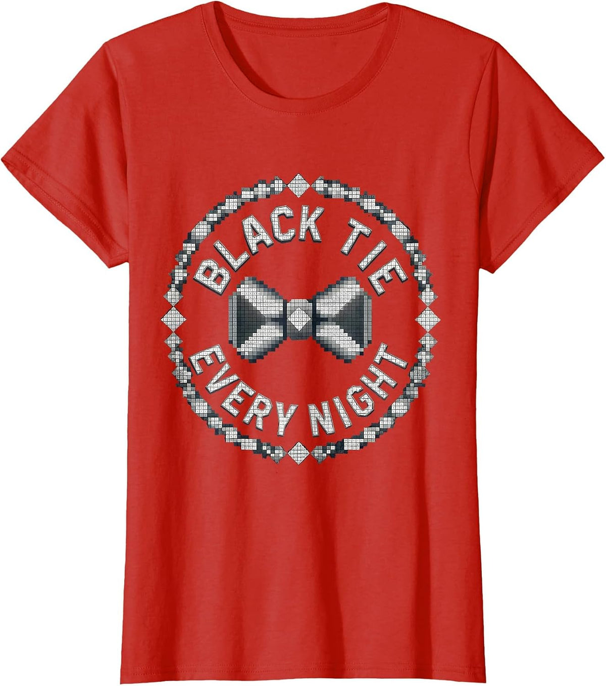 Black Tie Every Night Tuxedo Graphic Design T-Shirt - Red