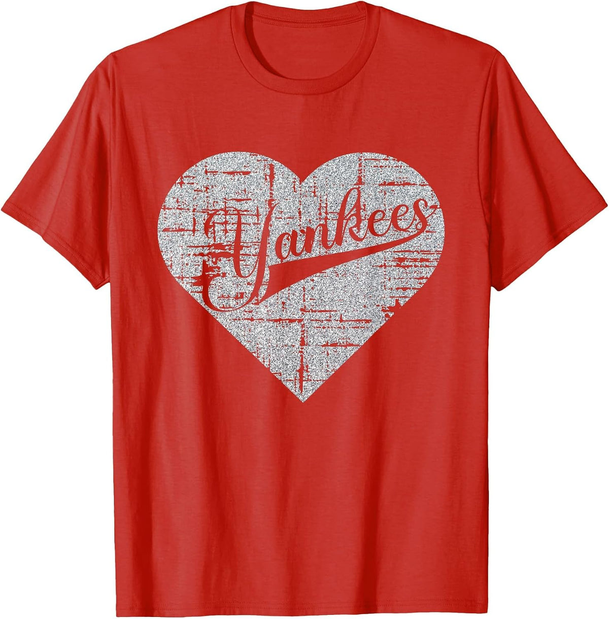 Vintage Heart Yankees I Love Yankees First Name Personalized T-Shirt - Red
