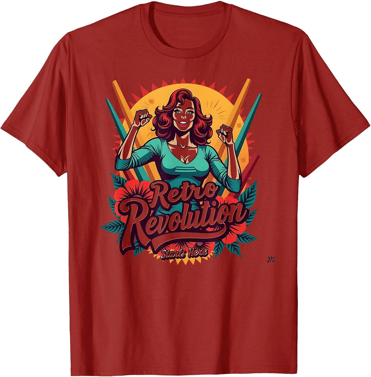 Retro Revolution Starts Here Vintage 1985 Design T-Shirt - Cranberry Red