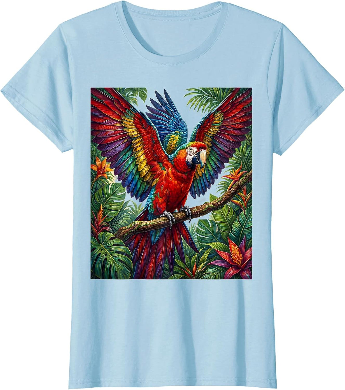 Mexican Macaw Parrot Tropical Canopy Design T-Shirt - Baby Blue