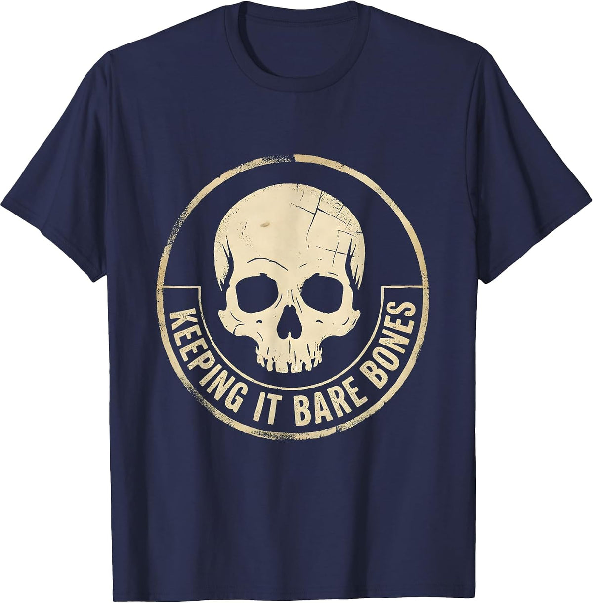 Men's Keeping It Bare Bones Skeleton Graphic Design T-Shirt - Navy Blue