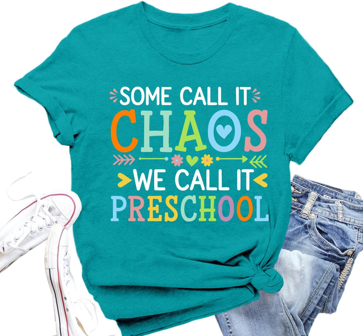 Preschool Teacher Shirts for Women Kindergarten Teacher Life Tee - Cyan