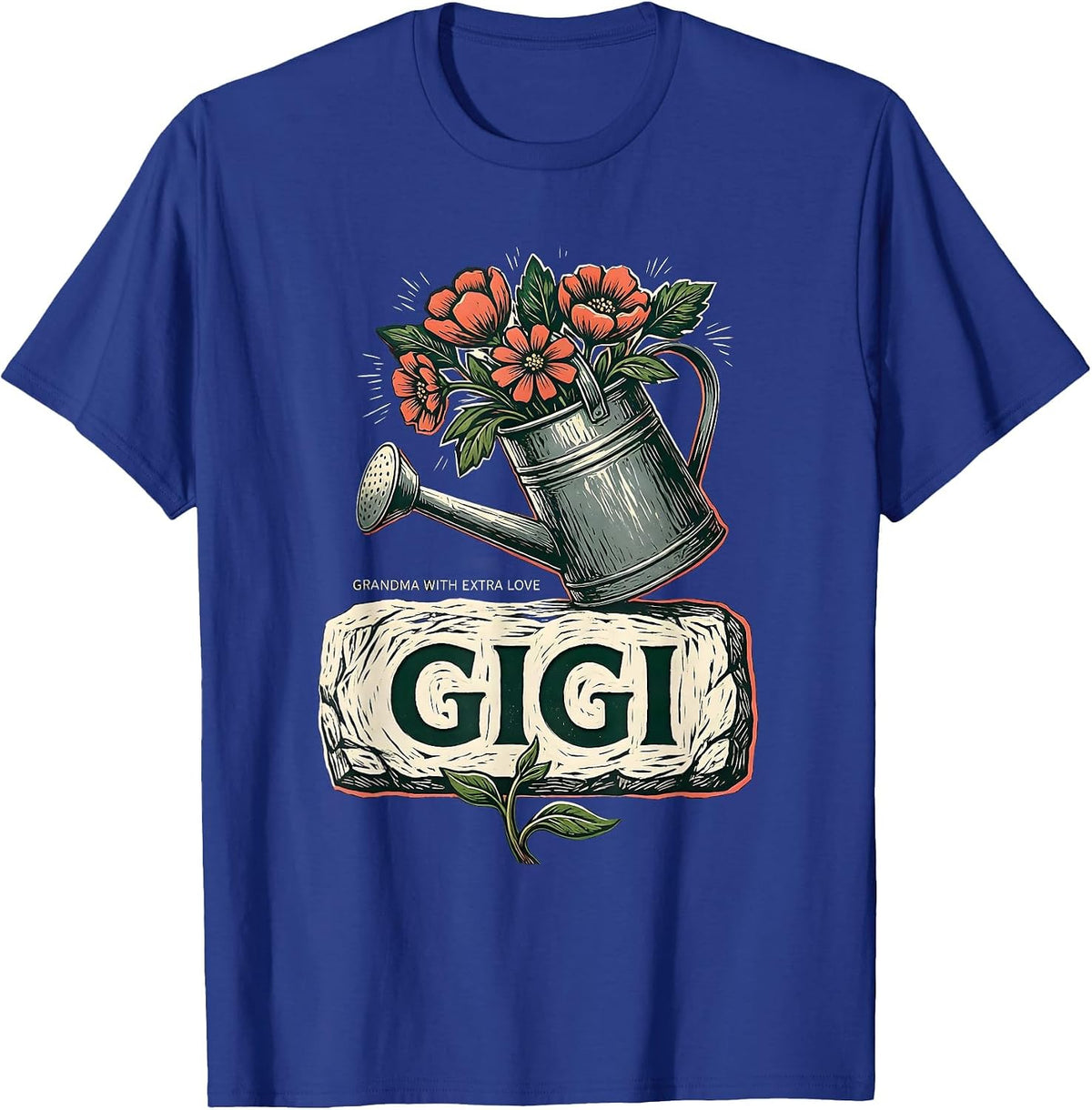 Men's Gigi Grandma With Extra Love Linocut Family Nickname Pride T-Shirt - Royal Blue