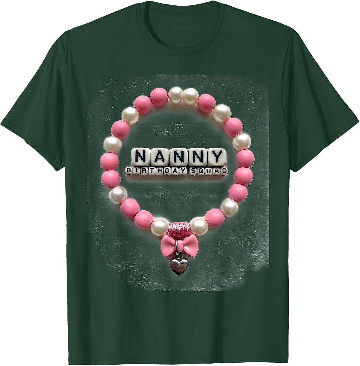 Nanny Birthday Squad Coquette Bow Family Matching T-Shirt - Dark Green