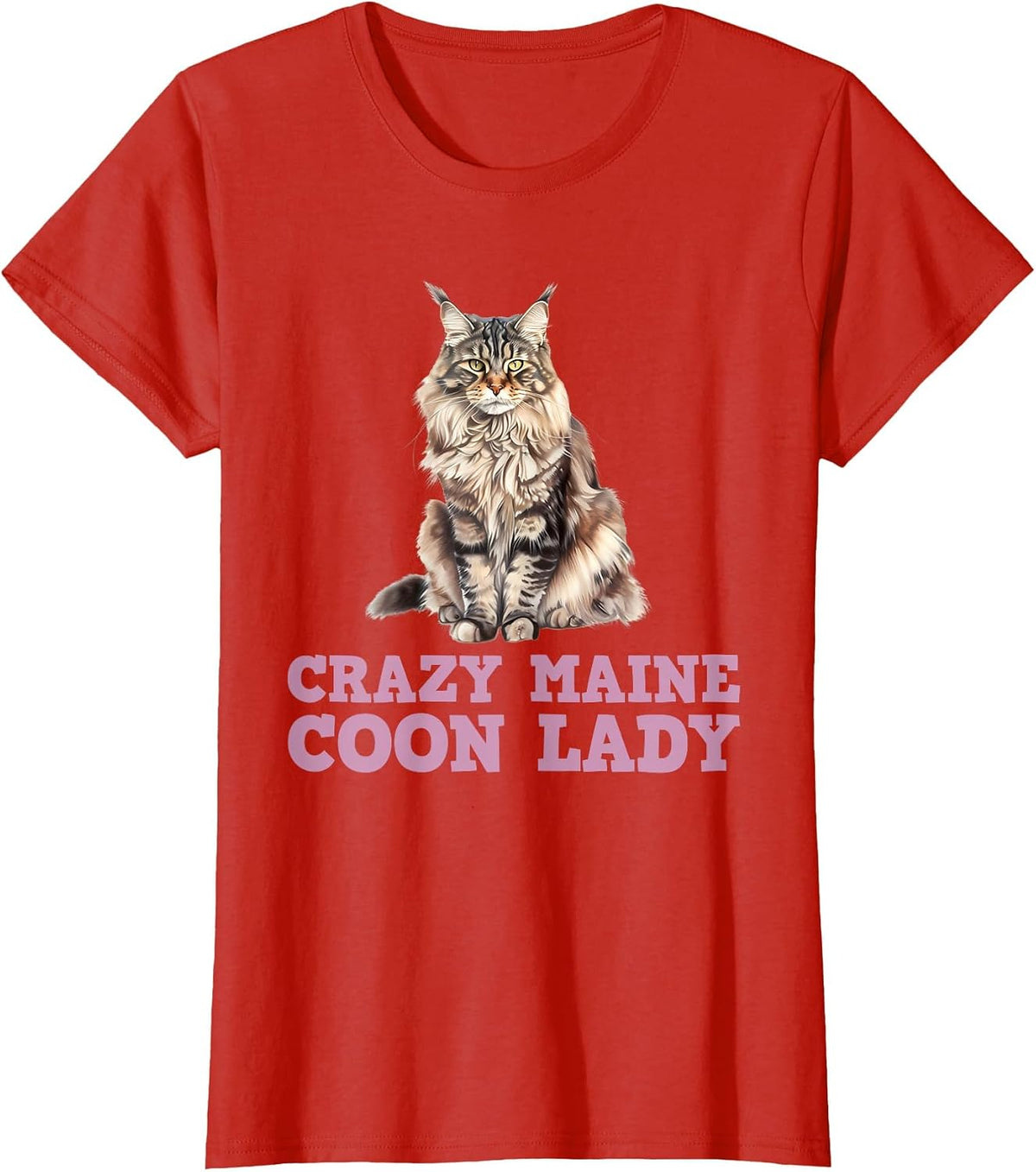 Maine Coon Mama Crazy Maine Coon Lady Funny Women T-Shirt - Red