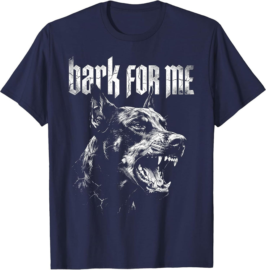 Bark for Me Dog Doberman Grunge Aesthetic T-Shirt - Navy Blue