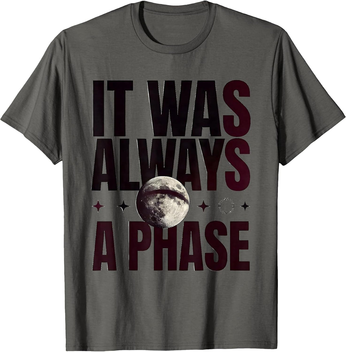 Men's It Was Always A Phase Celestial Moon Phase Astrology Gift T-Shirt - Asphalt Grey