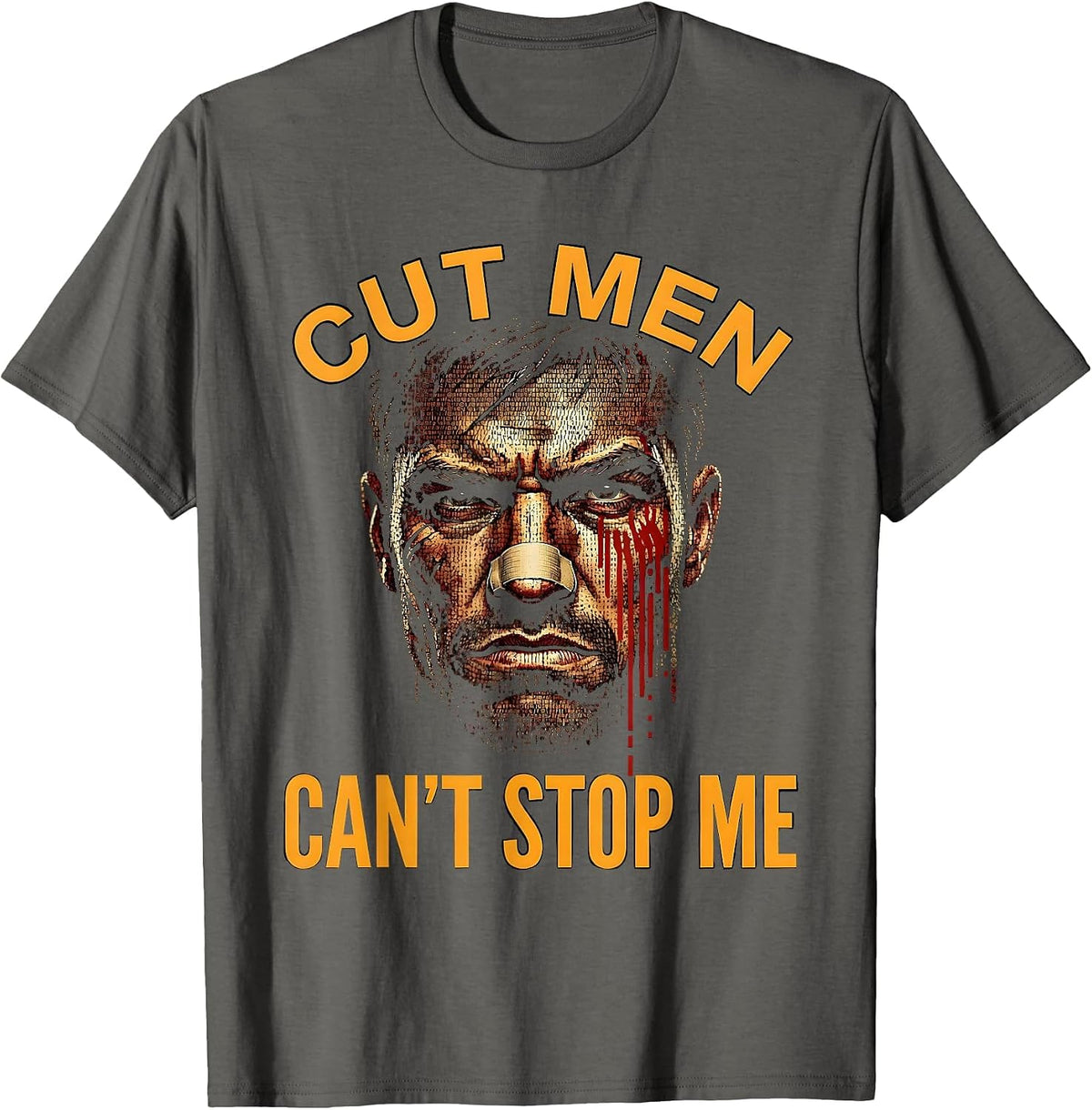 Cut Men Can't Stop Me Bold Boxing Design T-Shirt - Asphalt Grey