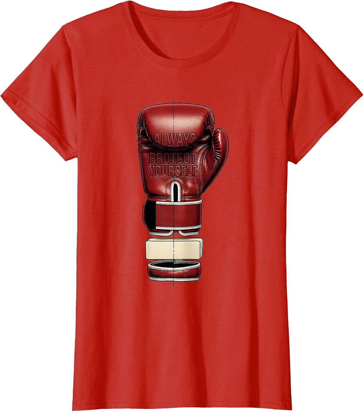 Always Protect Yourself Boxing Graphic Design T-Shirt - Red