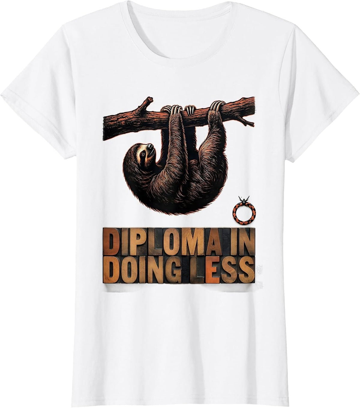 Diploma In Doing Less Funny Sloth Lover Lazy Humor T-Shirt - White