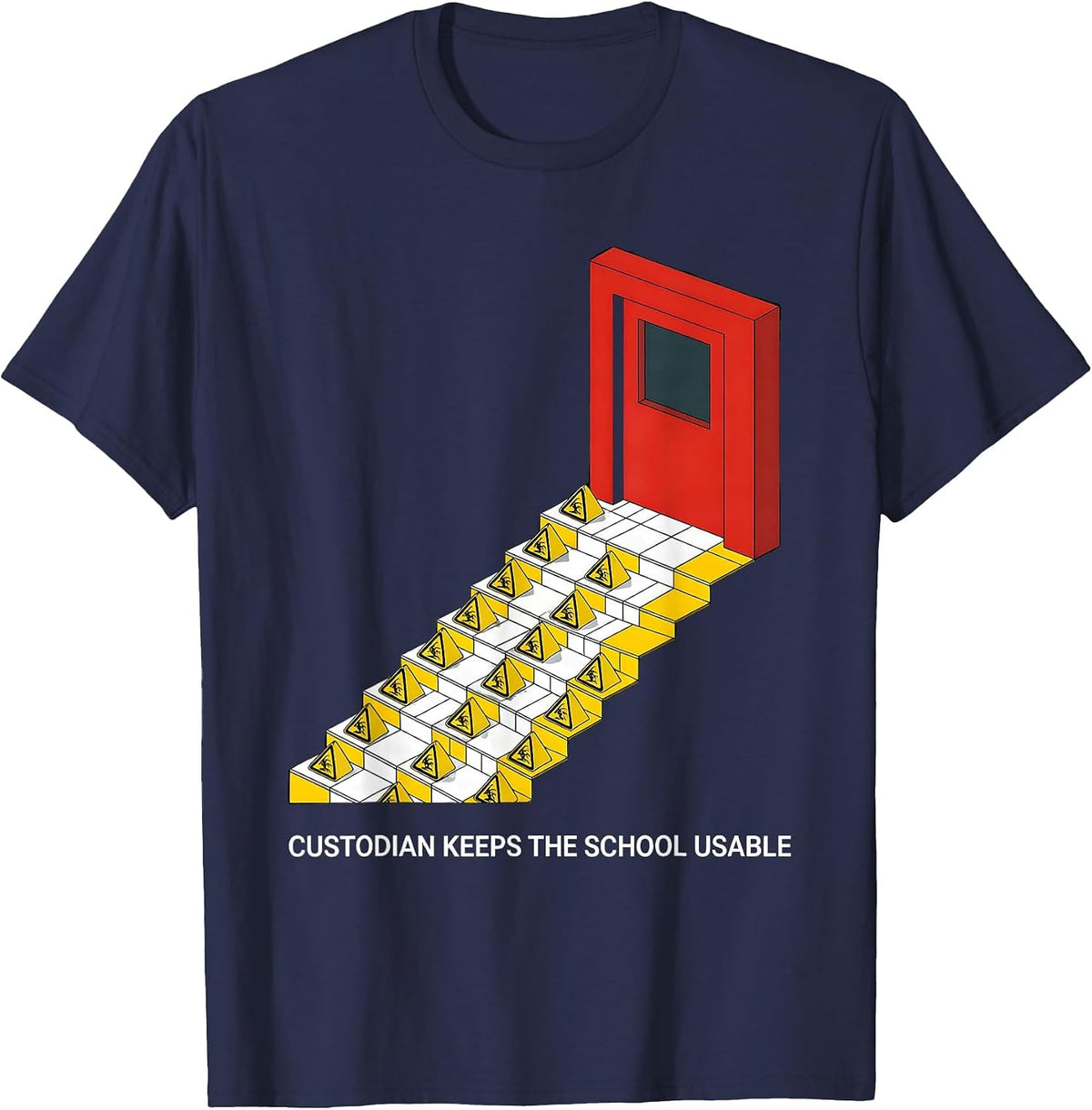 Men's Custodian Keeps The School Usable Funny Janitor Appreciation T-Shirt - Navy Blue