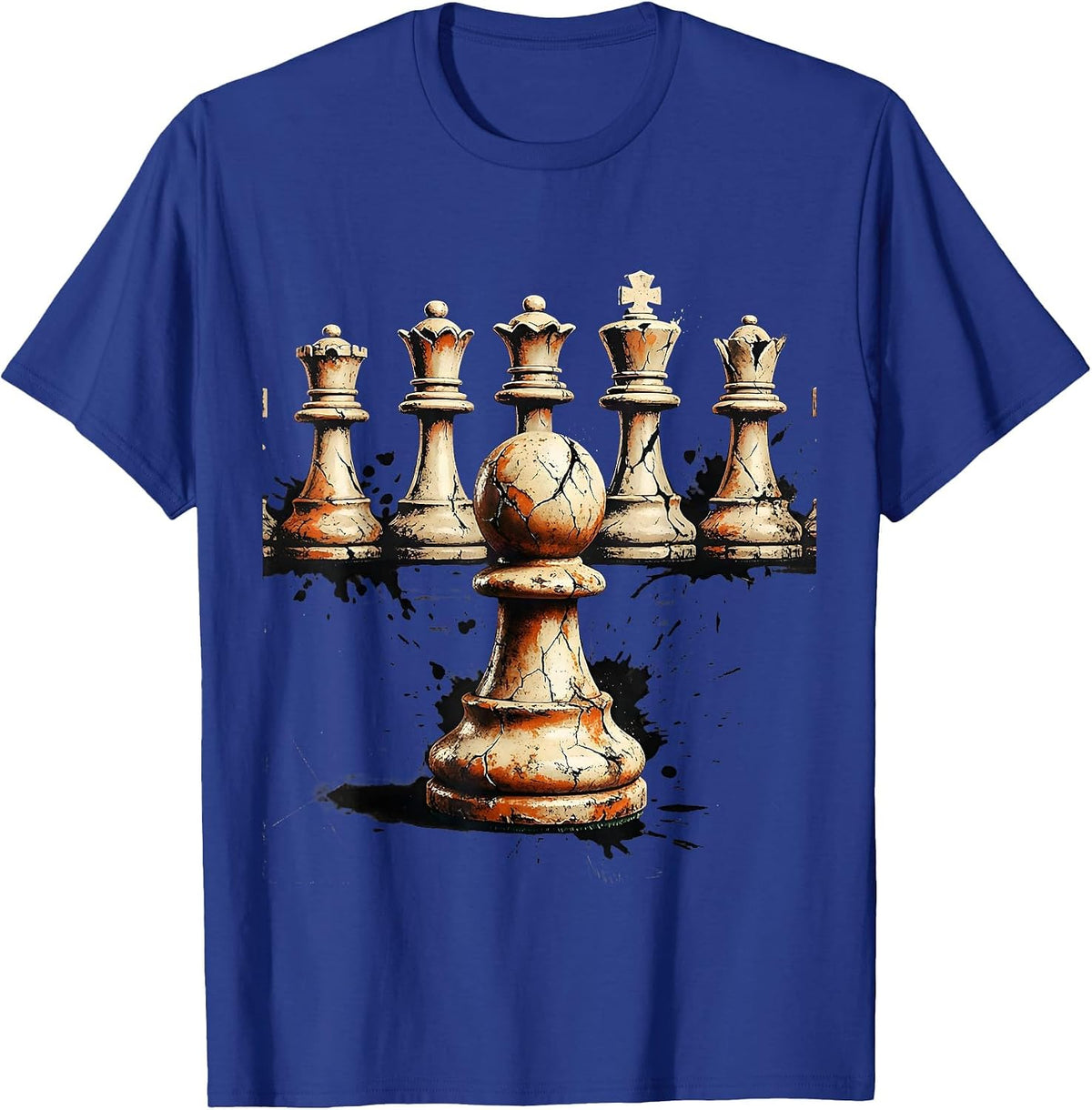Lone Pawn vs Queens Chess Underdog Graphic T-Shirt - Royal Blue
