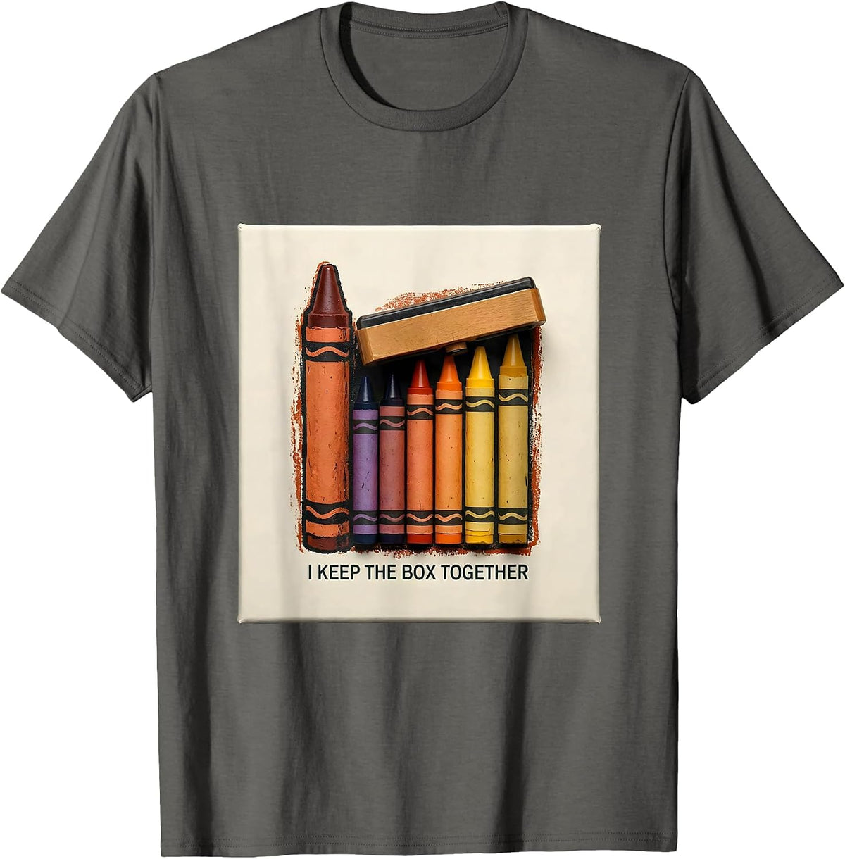 I Keep The Box Together Rubber Stamp Teacher Halloween Party T-Shirt - Asphalt Grey