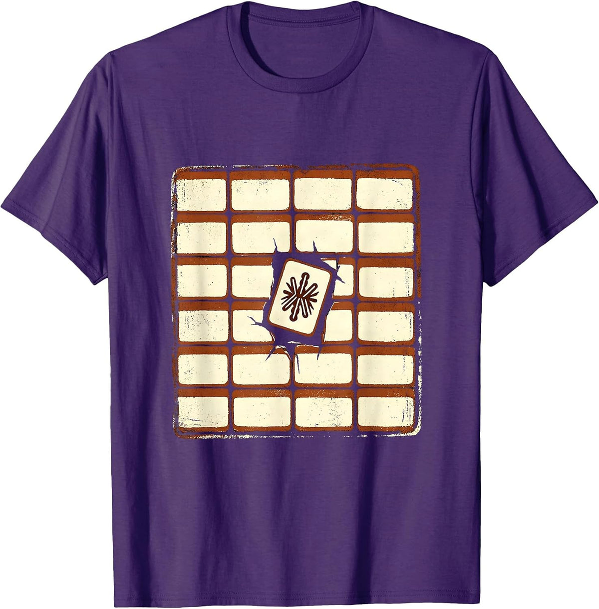 Mahjong Tile Wall Rubber Stamp Mahjong Player Humor T-Shirt - Purple