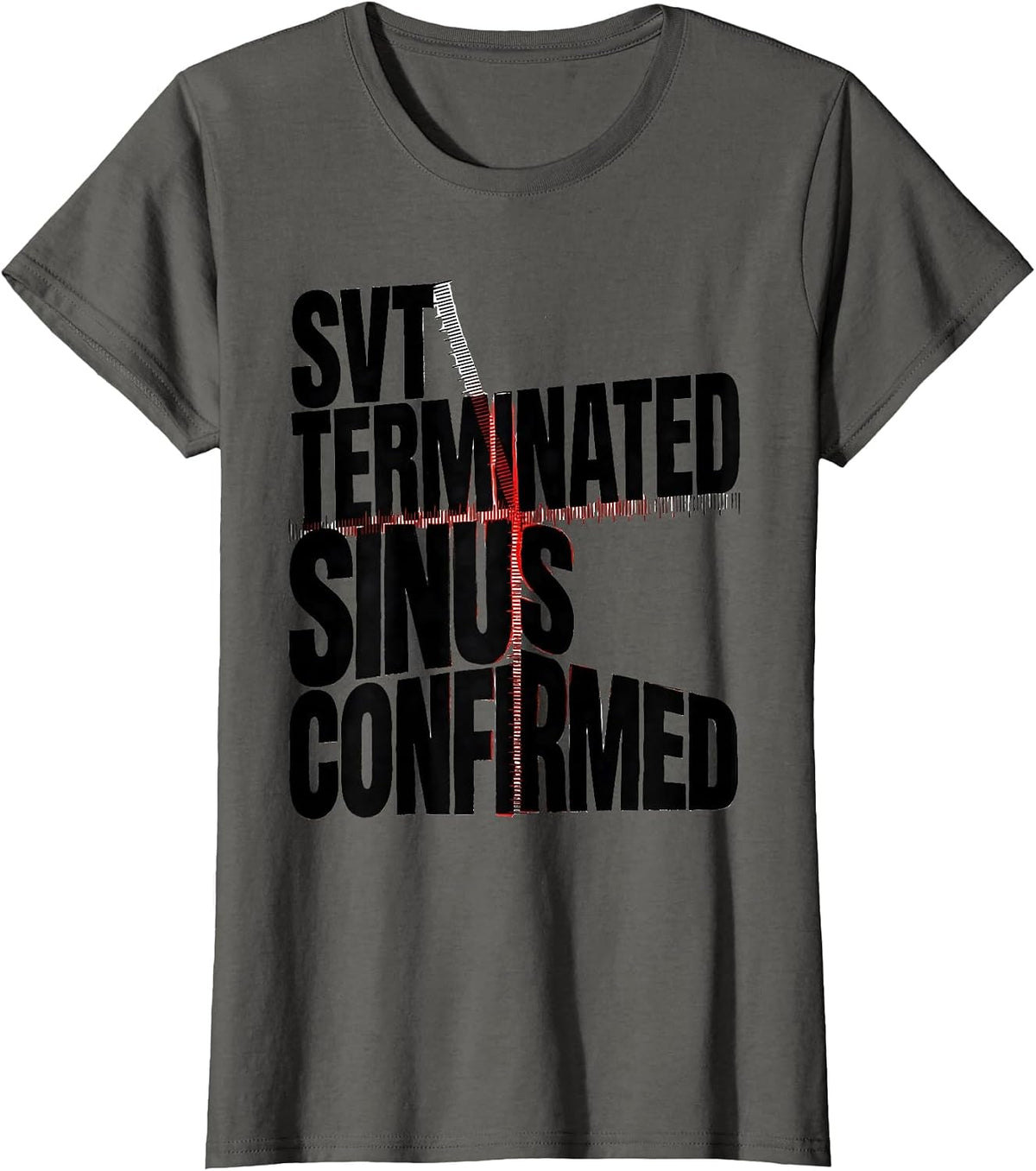 Women's SVT TERMINATED SINUS CONFIRMED New Wave Typography Cardiac T-Shirt - Asphalt Grey