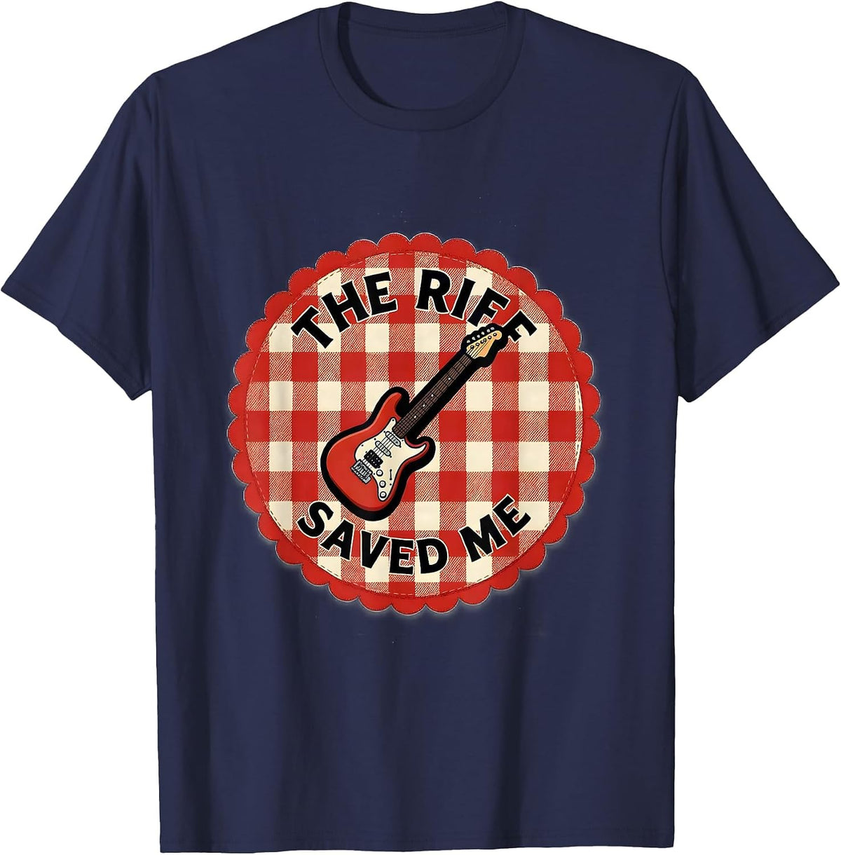 The Riff Saved Me Heavy Metal Guitar Design T-Shirt - Navy Blue