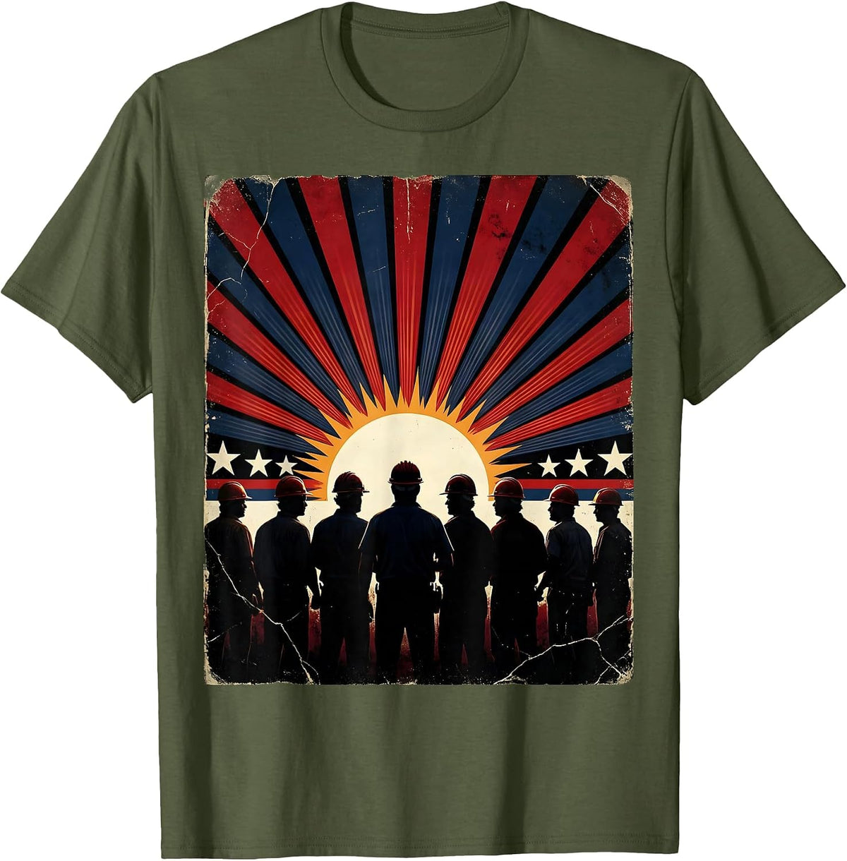 Men's We The People Workers Sunrise Graphic T-Shirt - Olive Green